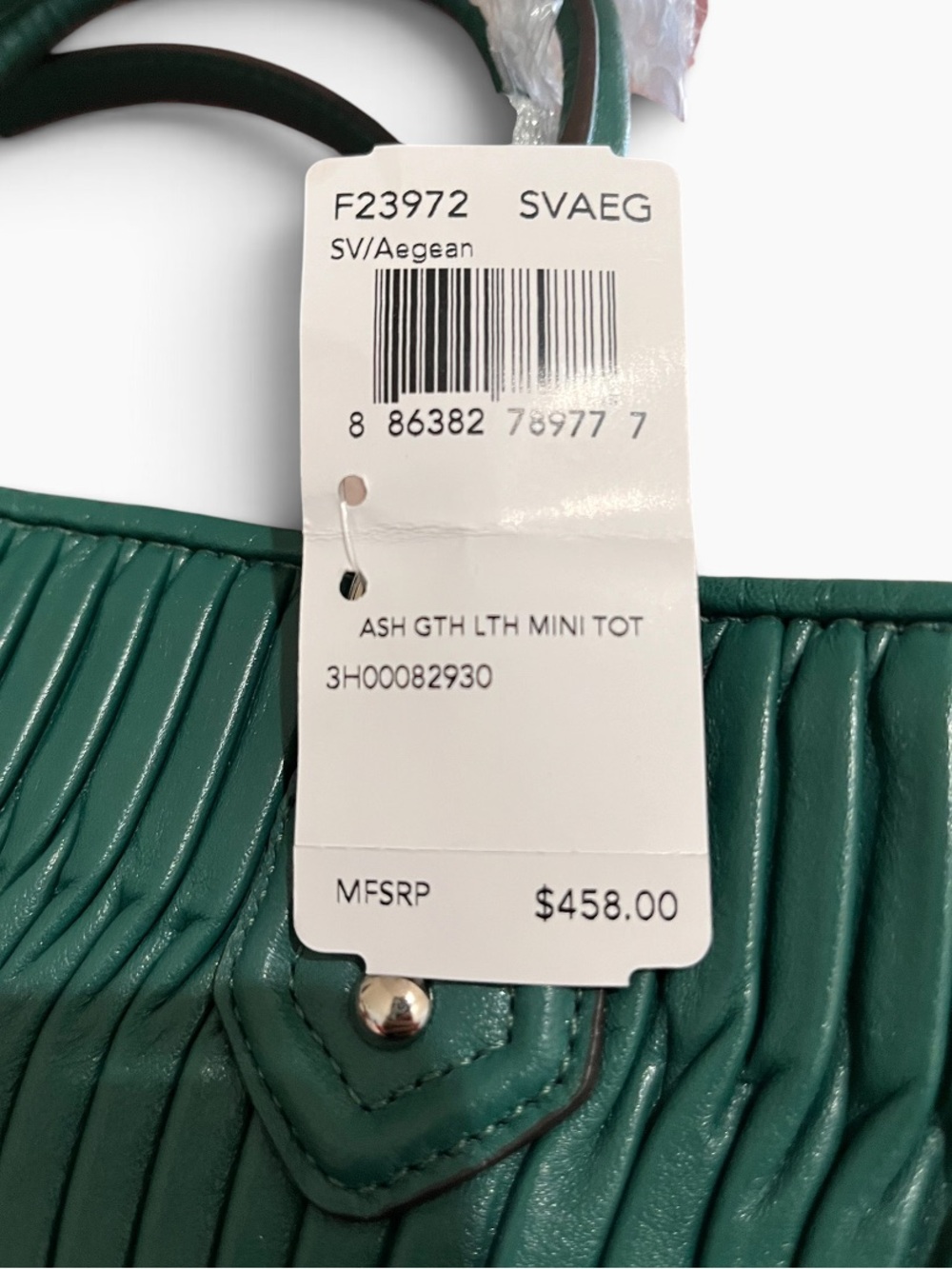 Coach Gathered Leather Ashley Aegean Green (Style #F23972) NWT - Picture 11 of 11